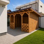Foișor semiînchis din lemn cu design modern